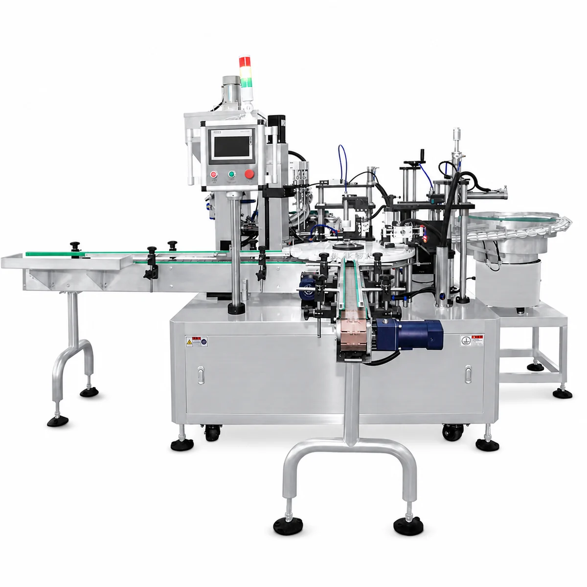 Open small bottle filling and capping monoblock