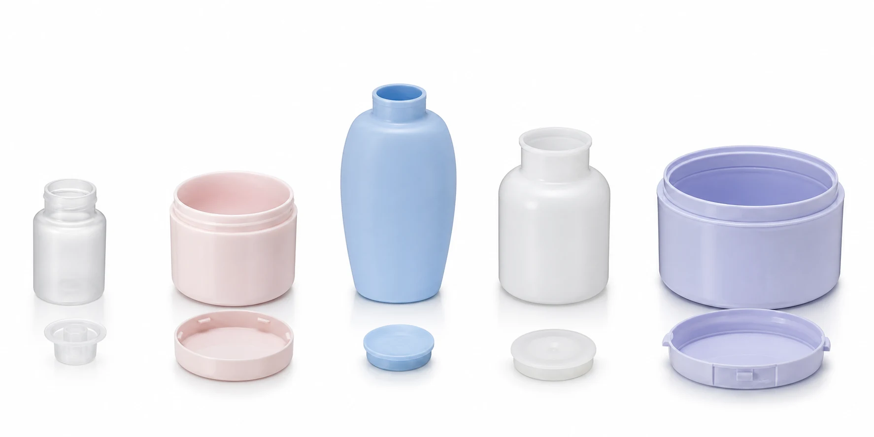 Healthcare bottle, cosmetic jar, personal care bottle, chemical bottle and wide container with separate inner plugs and press-fit lids